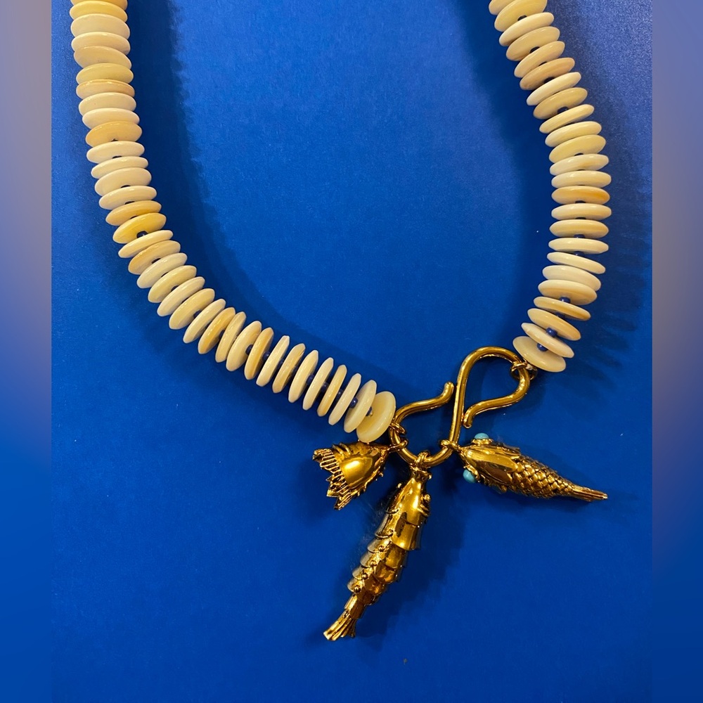 Madewell Gold and Cream Fish Charm Necklace